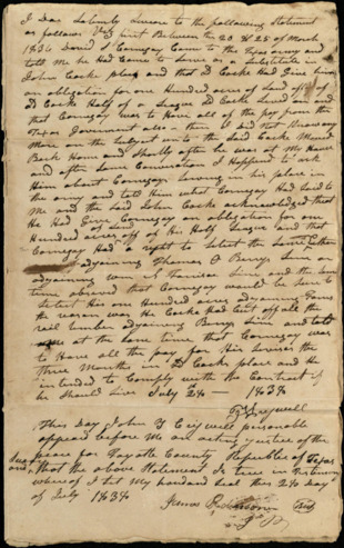 Affidavit swearing that David S. Kornegay served in the Army as a substitute for John Cooke