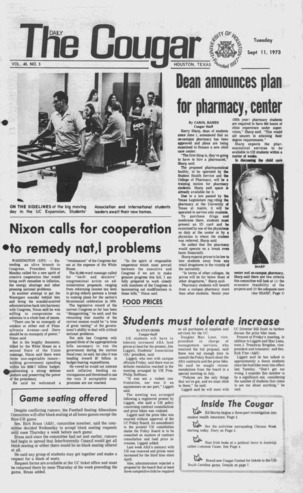The Daily Cougar. Vol. 40, No. 5, September 11, 1973.