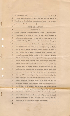 Joint Resolution, Texas legislature