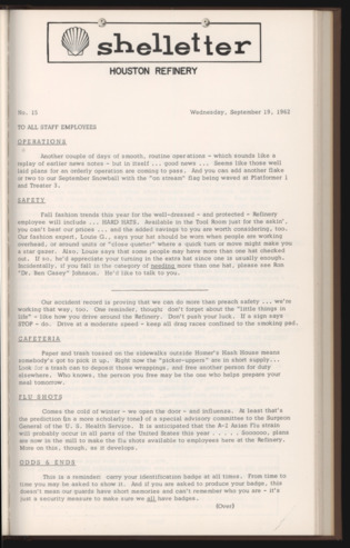 Shelletter, No. 15, September 19, 1962