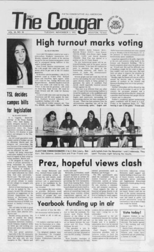 The Daily Cougar. Vol. 39, No. 36, November 7, 1972.