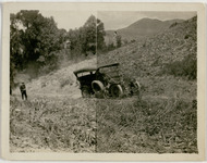 Car driving over the Rockies