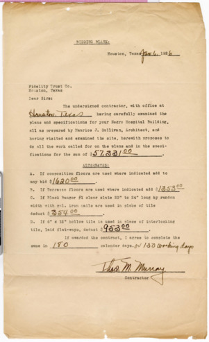Bidding blank from Thos. M. Murray to Fidelity Trust Co.