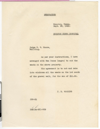 Memorandum from J. E. Wooding to W. W. Moore