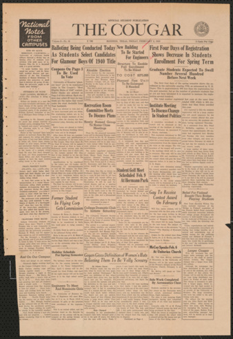 The Cougar, Vol. 6, No. 16, February 2, 1940