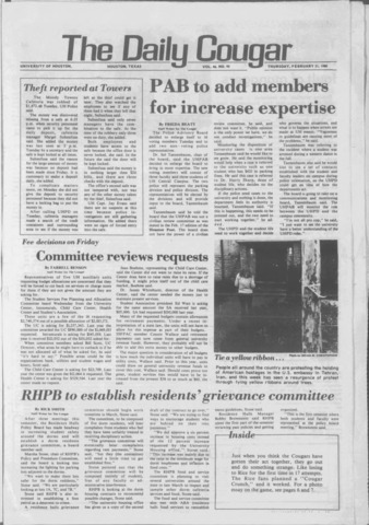 The Daily Cougar. Vol. 46, No. [96], February 21, 1980.