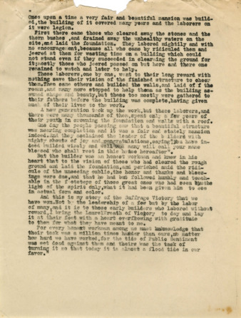 Story of the Suffrage Victory, a telegram reply from Mrs. Minnie Fisher Cunningham
