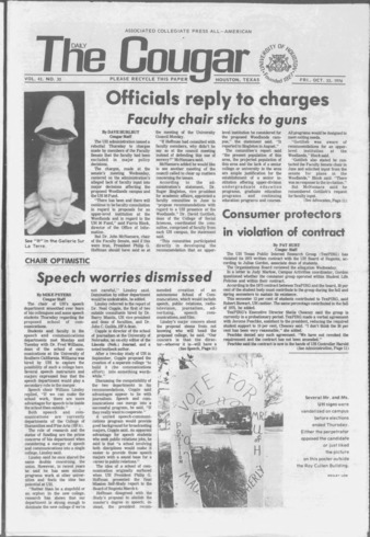 The Daily Cougar, Vol. [43], No. 32, October 22, 1976.