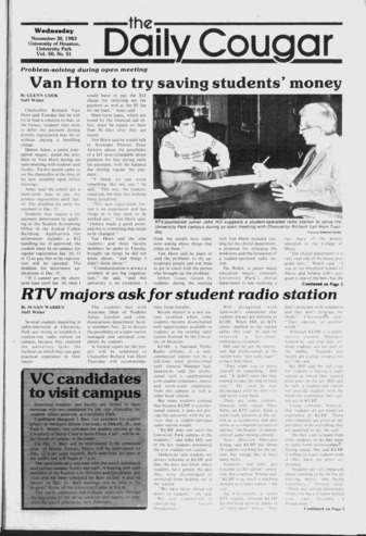 The Daily Cougar. Vol. 50, No. 51, November 30, 1983.