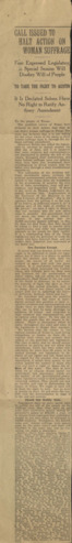Call Issued to Halt Action on Woman Suffrage