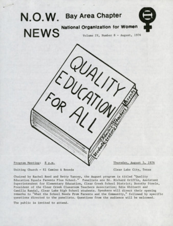NOW News Bay Area Chapter, Vol. 4, No. 8, August 1976