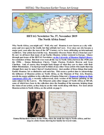 HETAG: The Houston Earlier Texas Art Group Newsletter, No. 37, November 2019