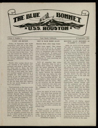 The Blue Bonnet, Vol. 1, No. 1, September 29, 1938
