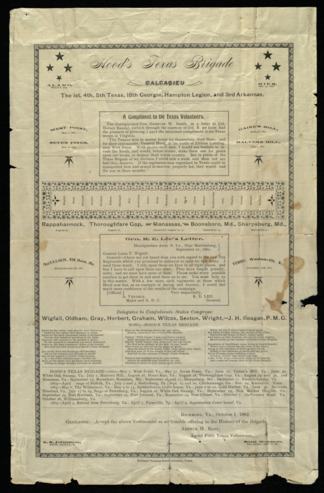 Broadside entitled “Hood`s Texas Brigade”