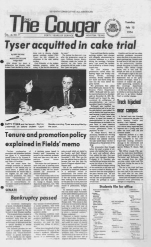 The Daily Cougar. Vol. 40, No. 72, February 12, 1974.
