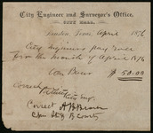 City Engineer Payroll, April 1876