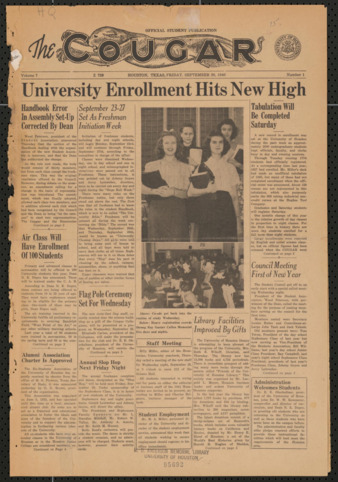 The Cougar, Vol. 7, No. 1, September 20, 1940