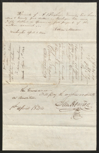 Invoice and receipt for transporting Indian prisoners