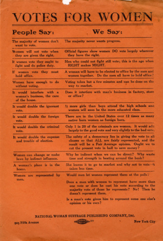 Votes For Women, People Say vs. We Say