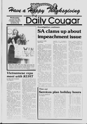 The Daily Cougar. Vol. 50, No. 49, November 23, 1983.