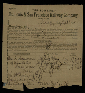 Receipt from St. Louis & San Francisco Railway Company