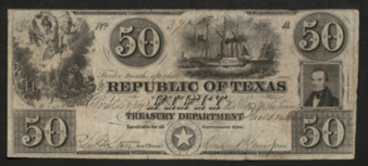 Republic of Texas, Monetary bill for $50
