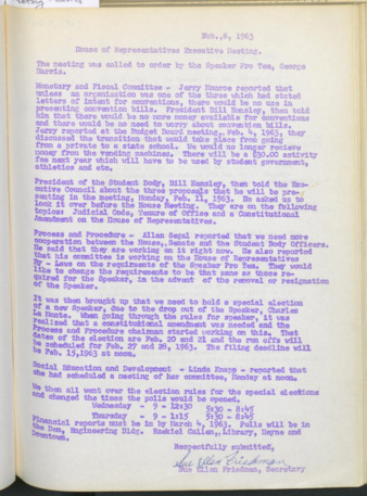 Hardbound Senate Journal, House of Representatives, Minutes, February 6, 1963