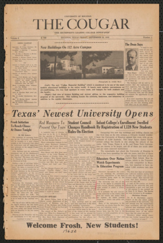 The Cougar, Vol. 6, No. 1, September 29, 1939