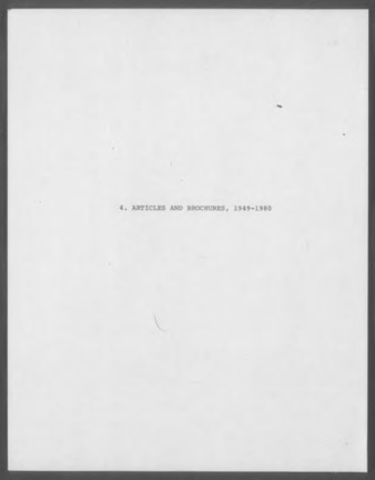 Carroll Harris Simms Articles and Brochures, 1949-1980