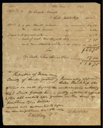 Bill from Lester Hotchkiss to Jacob Garrett