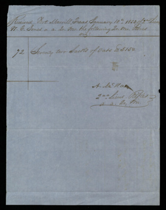 Receipt for 2 barrels of flour shipped to Fort Ewell from Fort Merrill