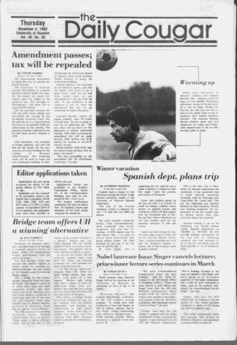 The Daily Cougar. Vol. 49, No. 38, November 4, 1982.