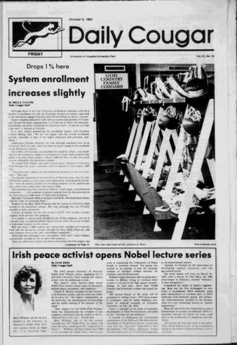The Daily Cougar. Vol. 51, No. 23, October 5, 1984.