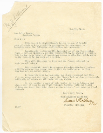 Letter from Thomas C. Moulding to Don Hall, 1926 October 15