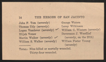 List of the heroes of San Jacinto