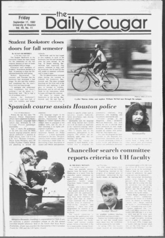 The Daily Cougar. Vol. 49, No. 11, September 17, 1982.