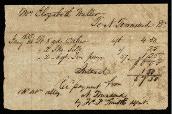 Bill from Nathaniel Townsend to Elizabeth Miller