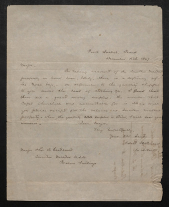 Letter from Edward H. Burns to Major Eastland regarding a deficiency of 40 nose bags