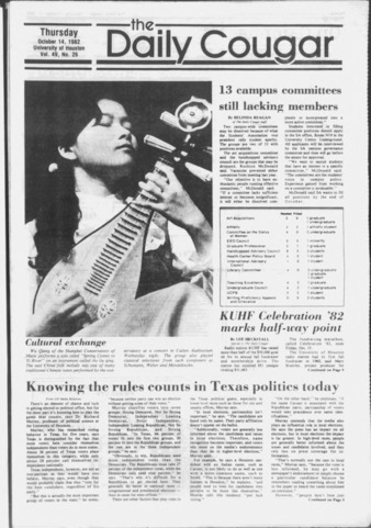 The Daily Cougar. Vol. 49, No. 26, October 14, 1982.