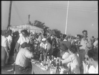 Crowd of people with food and drink