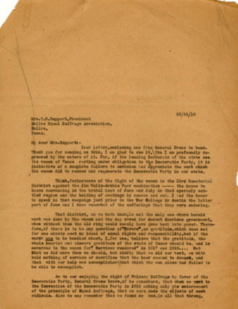 Letter from Minnie Fisher Cunningham to Mrs. E.B. Reppert