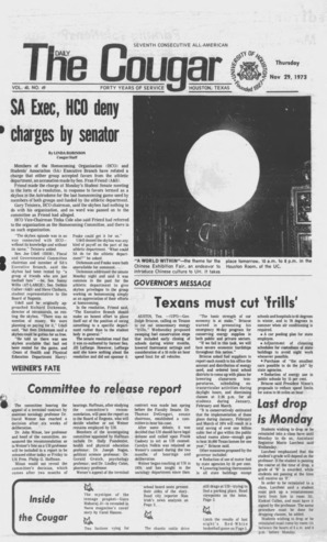 The Daily Cougar. Vol. 40, No. 49, November 29, 1973.