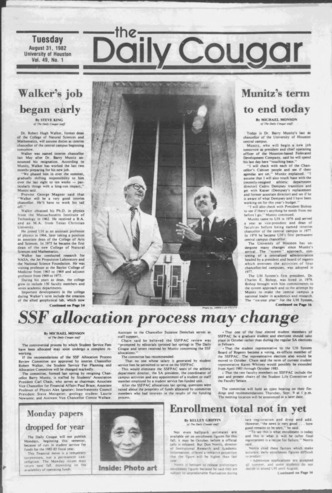 The Daily Cougar. Vol. 49, No. 1, August 31, 1982.