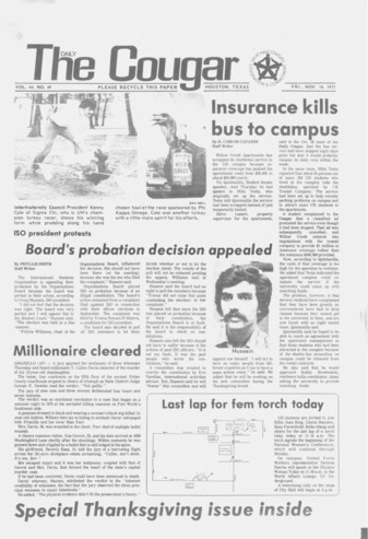 The Daily Cougar. Vol. 44, No. 49, November 18, 1977.