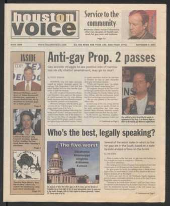 Houston Voice, No. 1098, November 9, 2001