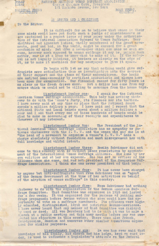 An Answer and A Challenge