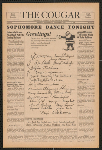 The Cougar, Vol. 5, No. 11, December 16, 1938