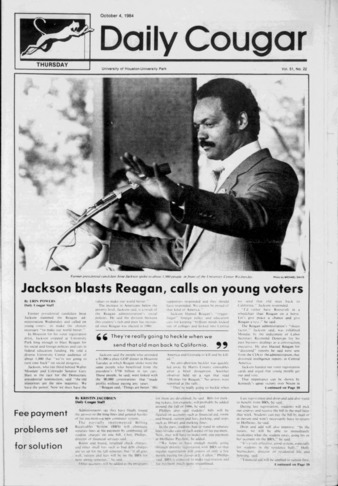 The Daily Cougar. Vol. 51, No. 22, October 4, 1984.