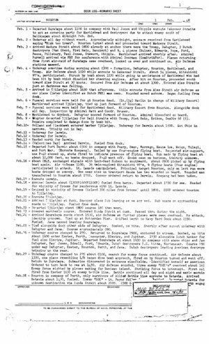 USS Houston reconstructed deck log (photocopy) for February 1942