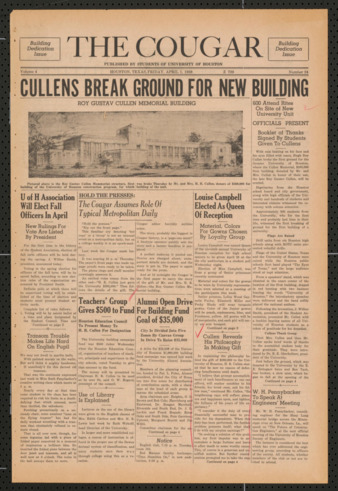 The Cougar, Vol. 4, No. 24, April 1, 1938